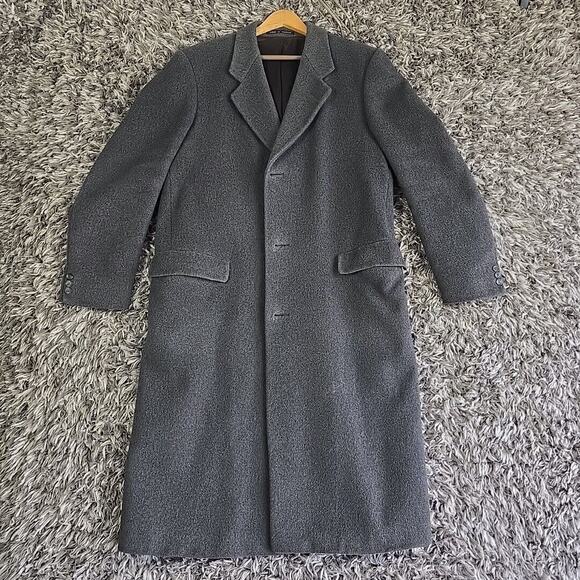 Men's Hammersley Gray Cashmere & Wool Tailored Top Coat Made In England Sz 42R - Picture 1 of 7